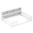 thumbnail image 2 of Costway Full Size Montessori Floor Bed with Bookcase Storage Shelves & Safety Fence Rails White, 2 of 10