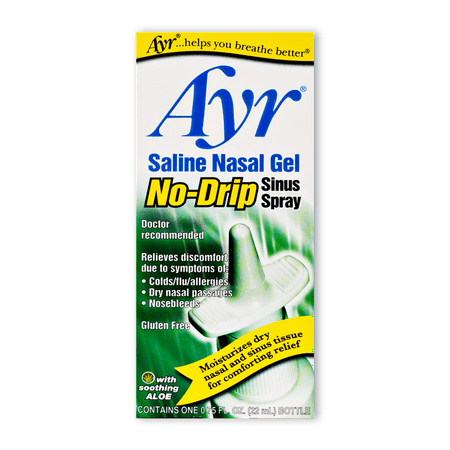 Ayr Saline Nasal Gel No-Drip Sinus Spray, Soothing Aloe Vera, 0.75 Fl