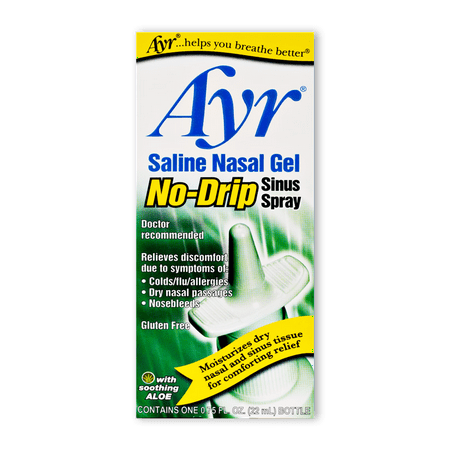 Aloe Nasal Spray - Ayr Saline Nasal Gel No-Drip Sinus Spray, Soothing Aloe Vera, 0.75 Fl Oz