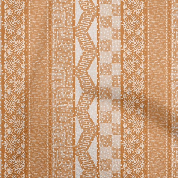 oneOone Cotton Poplin Orange Fabric Mix Block Pattern Quilting Supplies Print Sewing Fabric By The Yard 42 Inch Wide