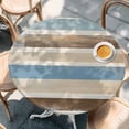 thumbnail image 3 of Abstract Gradient Stripe Round Fitted Table Cover Brown Blue Watercolor Waterproof Table Cloth with Elastic Edge Wipeable Tablecloth for Picnic Camping Party Fits 45"-54" Diameter, 3 of 8