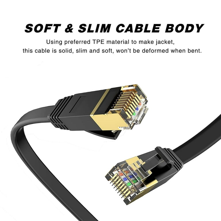 Cat 6 Ethernet Cable 25 ft High Speed, Shielded RJ45 Internet Cable for  Outdoor & Indoor, Support Cat8 Network, Solid 