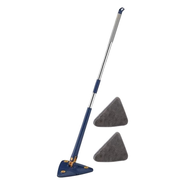 Cuidado versátil del hogar, cabezal de trapeador triangular con escurridor automático deslizable, almohadillas de microfibra que garantizan un secado rápido y capacidades de limpieza en seco y
