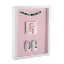 ArtToFrames 14x18 Inch Shadow Box Picture Frame, with a Satin White 1 Wide Shadowbox frame and Hollyhock Mat Backing (4655)