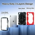 thumbnail image 2 of Hard Tablet Case for iPad Pro 11" (2022/2021/2020/2018), Heavy-duty Rugged Case with Kickstand /Pencil Holder, Portable Shockproof Sturdy Cover with Shoulder Strap /Handle, Black Red, 2 of 8