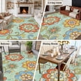 thumbnail image 5 of Large Area Rugs for Living Room Bedroom, Teal Green Boho Floral 8'x10' Rug Washable Carpet Runner Indoor Outdoor, Vintage Farmhouse Ethnic Flowers Non Slip Floor Mats Rug for Kitchen, Patio, 5 of 8