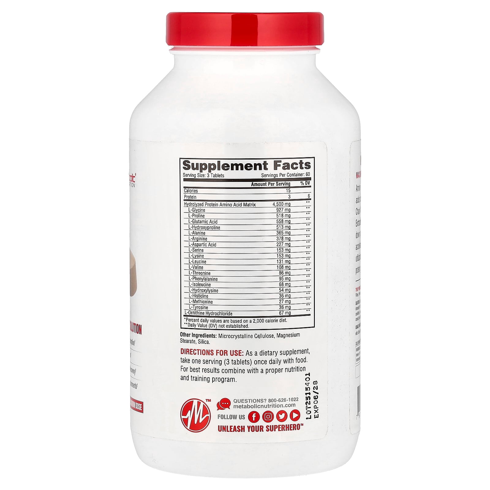 Metabolic Nutrition Amino 4500, Hydrolyzed Amino Acid Supplement