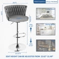 thumbnail image 7 of Lamerge Velvet Bar Stool Set of 4, Counter Height Barstools Adjustable Kitchen Island Chairs, Swivel Bar Stools Upholstered Bar Chairs Counter Stool Armless Chairs with Back & Footrest, Grey, 7 of 7