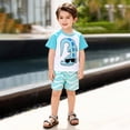thumbnail image 6 of Toddler Boys Summer Clothes Sets Short Sleeve Tee Shirt and Short Set Kids Dinosaur Printing Clothing Sets, 6 of 7