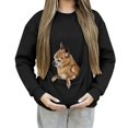thumbnail image 4 of Duoif Chandails d'Automne pour Femmes, Haut de Mode pour Femmes - Chandail Décontracté à Col Rond avec Poche Chandail pour Femmes Noir P, 4 of 7
