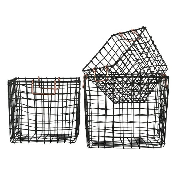 Urban Trends Collection: Metal Hand Basket, Coated Finish, Black