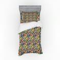 thumbnail image 2 of Geometric Duvet Cover Set, Tangled Design of Colorful Triangular Shapes Grunge Effect Contemporary Artwork, Bedding Set with Shams and Fitted Sheet, 3 Sizes, by Ambesonne, 2 of 3