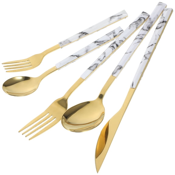 TITINICE 1Set Stainless Steel Flatware Set Plated Gold Color for Home Use Smooth Surface Cutlery