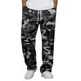 thumbnail image 3 of Men Elastic Drawstring Waist Camo Sweatpants Wide Leg Loose Fit Soft Athletic Jogger Streetwear Trousers With Side Pockets 2XL, 3 of 8