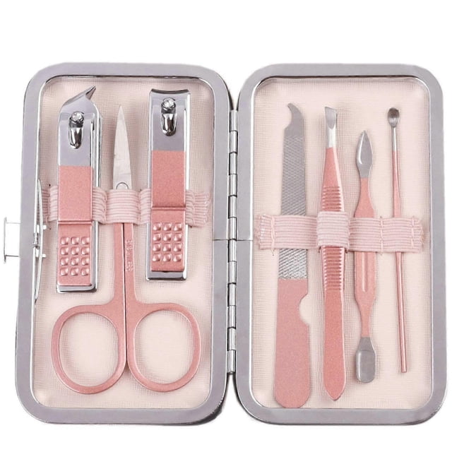 Juego de herramientas de manicura con estuche 7 en 1 para el cuidado personal profesional de las uñas