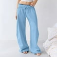 thumbnail image 2 of Outfmvch Linen Pants Women Womens Work Pants Sweat Pants for Womens Flowy Pants Work Pants Women Palazzo Pants Wide Leg Sweatpants Women Blue M, 2 of 6