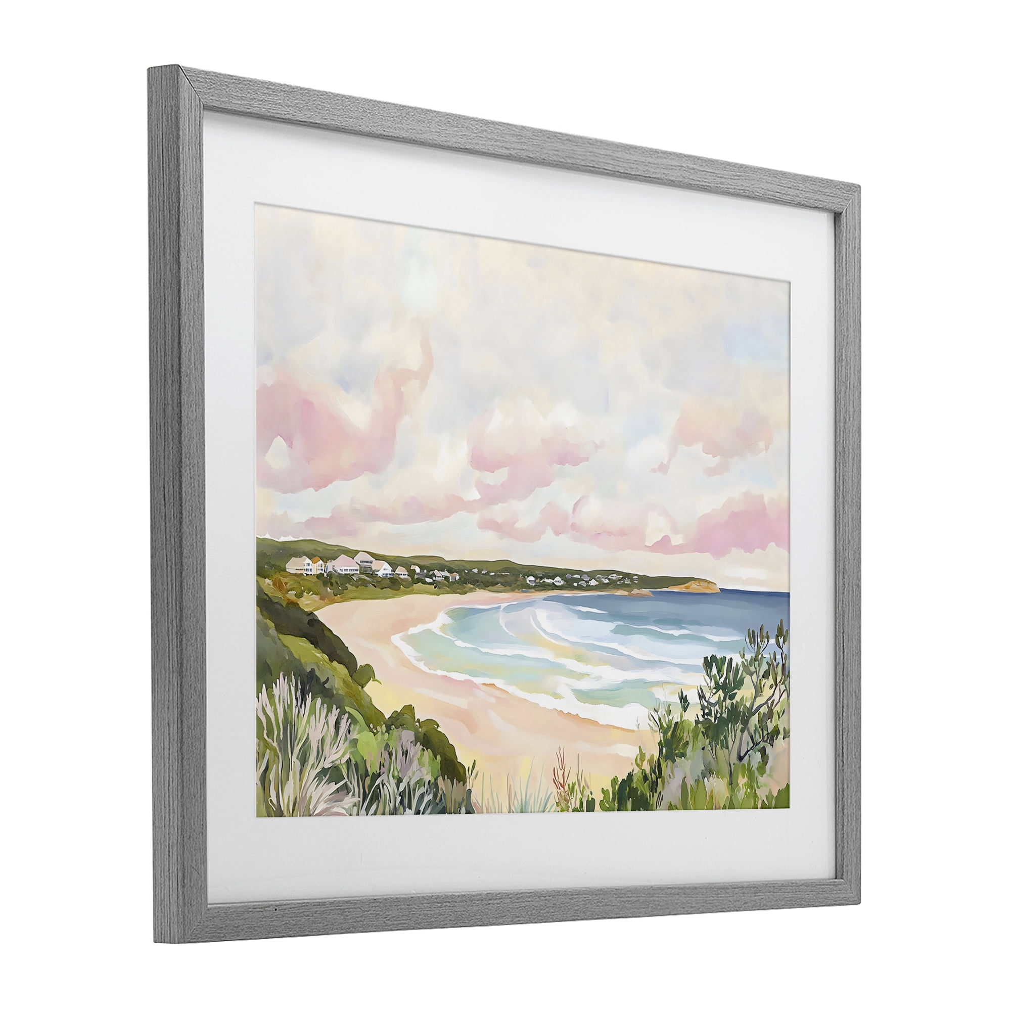 Stupell Industries Serene Sunset Beach Panorama Gray Framed Print Under Glass, design by The Prints Vibe