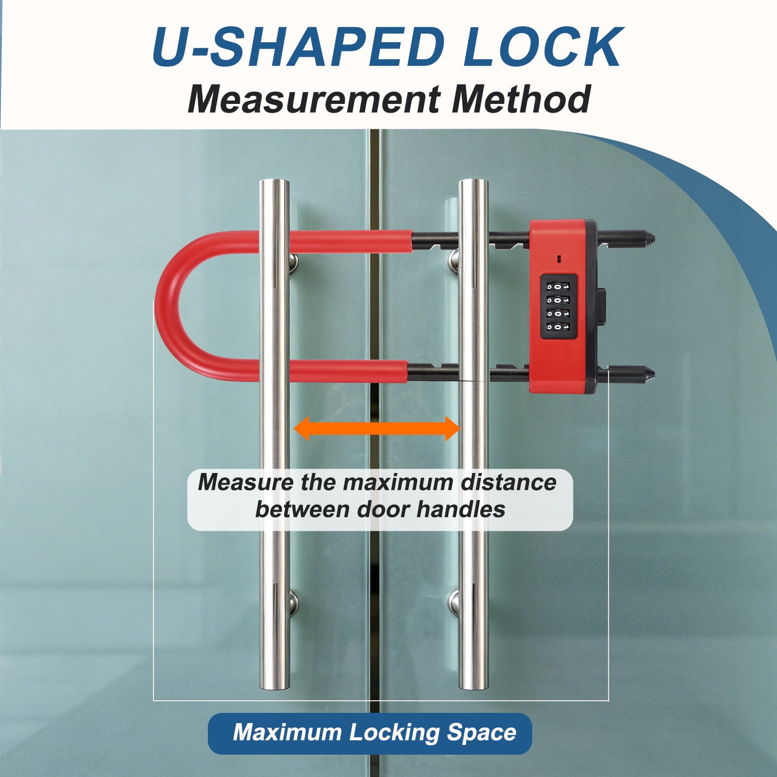 Uxcell 4 Digit Combination Padlock, Long Shackle Padlock - [6.42" - 10.24", Red], U-Shape Adjustable Shackle Lock for Bicycles Electric Bikes Mountain Bikes Glass Doors Gates