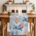 thumbnail image 2 of Table Runner 70 Inches Long for Kitchen Dining, Blue Ocean Dresser Scarf Farmhouse, Dining Table Decorations for Wedding/Parties, Summer Coastal Beach Nautical Sea Turtles Corals 13 x 70 In, 2 of 8