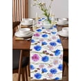 thumbnail image 2 of Blue Flower Burlap Cotton Table Runner 13x108 Inches Long, Pink Daisy Watercolor Farm Budding Floral Farmhouse Table Runners, Outdoor Dining Tablecloths Decor for Baby Shower/Party/Wedding, 2 of 6