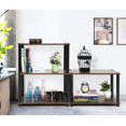 thumbnail image 1 of 2-Tier Shelving Storage Unit, Turn-n-Tube Multipurpose Metal Organizer Rack, Walnut(1PCS), 1 of 6