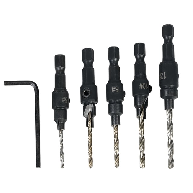 5pcs HSS avellanador taladro cono Bit Set 1/4-pulgadas vástago hexagonal de cambio rápido taladro có Tomshoo Taladro de avellan