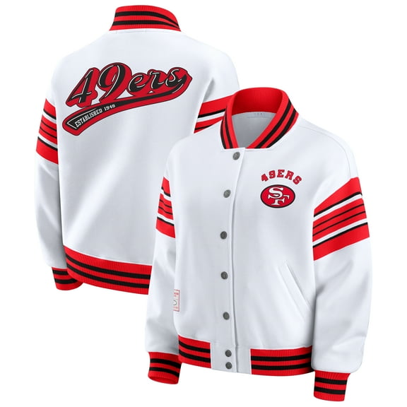 Women's WEAR by Erin Andrews White San Francisco 49ers Plus Size Full-Snap Fleece Sweatshirt Jacket