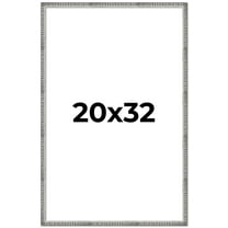 20x32 Frame Silver Grey Distressed Solid Wood Picture Frame | 0.75 Inch Moulding Width | Interior
