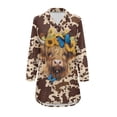 thumbnail image 3 of Yuyamidu Highland Cow Button Down Nightgowns for Women Long Sleeve Night Gowns Brown Cow Print Pajama Dress House Dress Plus Size XL Butterfly Sleepshirts with Pockets, 3 of 7