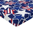 thumbnail image 2 of Ambesonne 4th of July Fitted Sheet 2 Pcs Set, Patriotic American Star, Full, Royal Blue White and Red, 2 of 3
