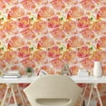 thumbnail image 2 of Ambesonne Floral Peel & Stick Wallpaper for Home, Watercolor Peonies Vintage, 13"x100", Salmon and Fern Green, 2 of 5