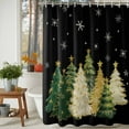 thumbnail image 4 of Black Christmas Tree Shower Curtain, Xmas Tree Winter Snowflake Waterproof Fabric Shower Curtains with 12 Hooks, Bathroom Curtain Set for Bathroom Accessories Decor, 72 x 84 Inches, 4 of 9