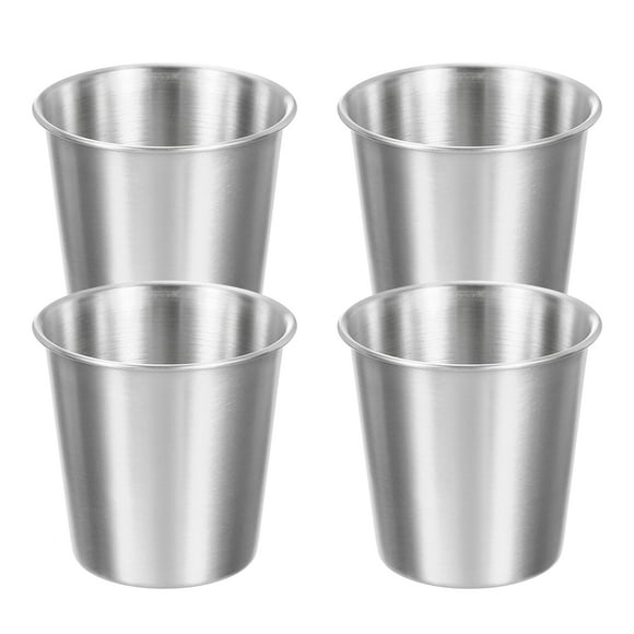 4 Pcs 304 Stainless Steel Cups,6.76oz/200ml Water Glasses Cup Metal Tumbler Silver
