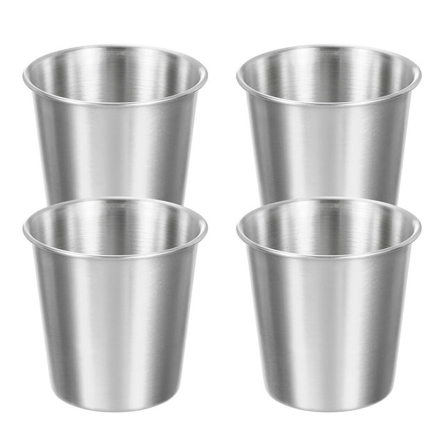 4 Pcs 304 Stainless Steel Cups,6.76oz/200ml Water Glasses Cup Metal Tumbler Silver