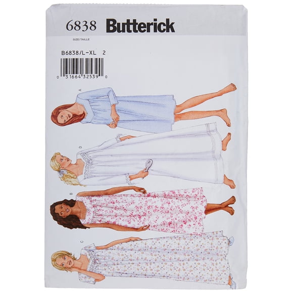 BUTTERICK PATTERNS B6838 Camisón pequeño para mujer/señorita Talla LRG (L-XL)