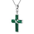 thumbnail image 4 of AeraVida Christian Cross Green Malachite Inlay .925 Sterling Silver Pendant Necklace, 4 of 5