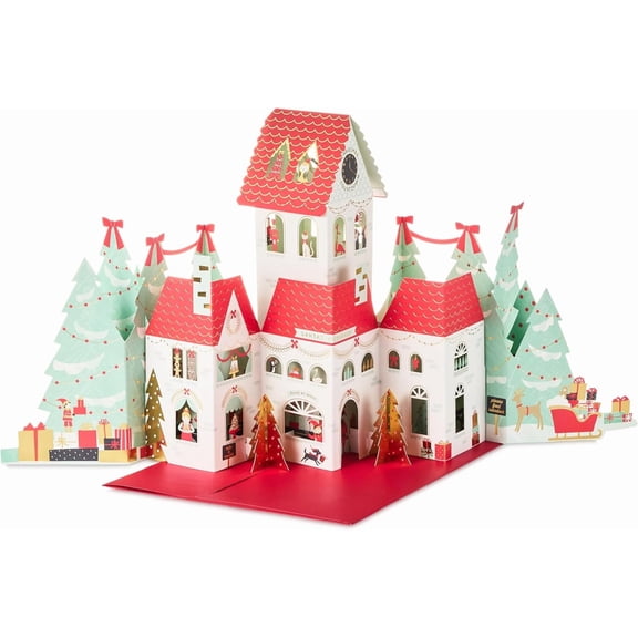 Hallmark Paper Wonder Pop Up Jumbo Christmas Card Holiday Tabletop Decor (Accordion Fold Christmas Village)