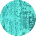 thumbnail image 1 of Ahgly Company Indoor Round Oriental Turquoise Blue Industrial Area Rugs, 5' Round, 1 of 4
