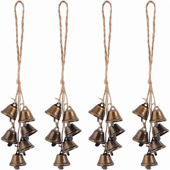 4 Pcs Witch Bells 9.84 Inch Witch Wind Chime Handmade Witchcraft Bells for Boho Home Room