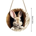 thumbnail image 3 of TIELUTT Easter Bunny Rabbit Hole Door Sign Wooden round Stained Glass Window Panel Christmas Display Hanging Ribbon Stained Glass Hanger Rings Stained Glass Flowers for Garden Decorative Easter Eggs f, 3 of 7