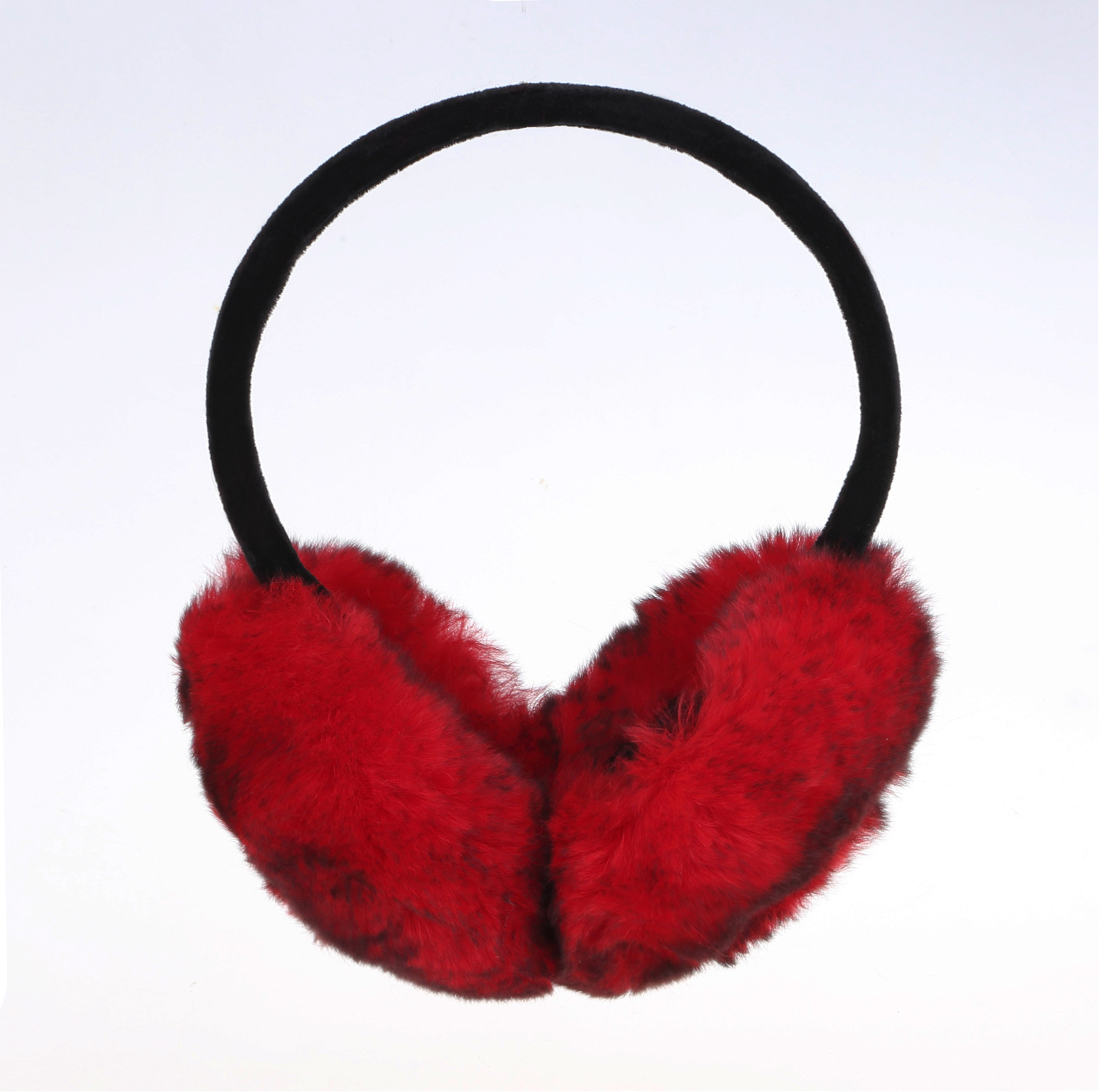 Red Cute Women\'s Fluffy Plush Warm Foldable Earmuffs Winter Ear Warmers, Fashion Adjustable Earmuffs for Cold  main image 2