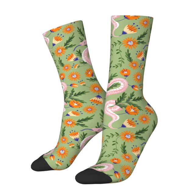 Balery Snake And Floral Calcetas Largas con Estampado para Hombre y Mujer – Suaves y Transpirables, Talla Única (US 5-11)