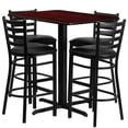 thumbnail image 3 of Emma + Oliver 24"W x 42"L Mahogany Table Set-4 Ladder Back Stools,Black Seat, 3 of 3