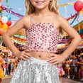 thumbnail image 2 of MuXiKeJi Clothes Girls Sparkling Carnival Adjustable Elastic Band Sequin Crop Top for Kids and, 2 of 4