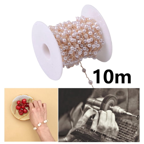 Cadenas de eslabones de 32,8 pies, cadena de abalorios de perlas de imitación, rollo de cadena de collar de cobre a granel para manualidades, , dorado Baoblaze Cadenas para hacer collares