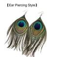 thumbnail image 2 of LANCHARMED Hypoallergenic Silver Plated Peacock Feather Earrings For Woman, 2 of 9