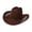 Black, variant on Women's Embroidered Cowboy Hat: Silver Floral Decor Wide Brim Western Sun Hat with Lanyard for Parties & Daily Wear