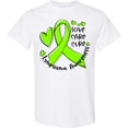 thumbnail image 3 of Inktastic Love, Care, Cure Lymphoma Awareness Lime Green Ribbon Hearts T-Shirt, 3 of 5