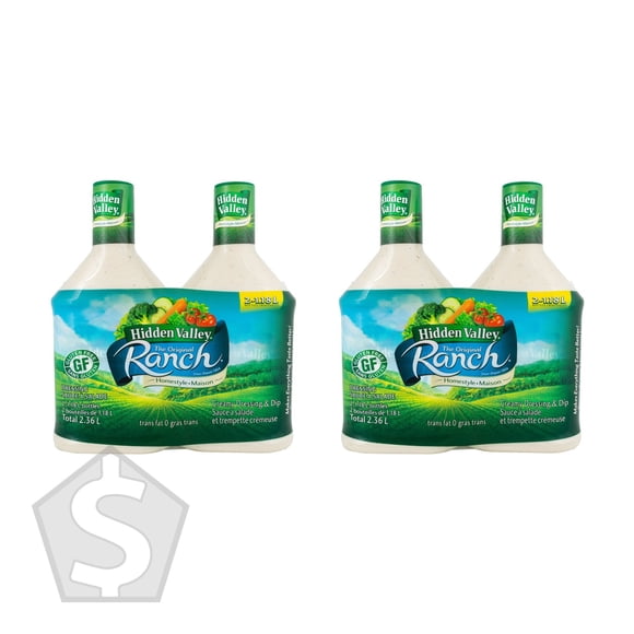 Hidden Valley Creamy Ranch Dressing, 2 × 1.18 L (Pack of 2), 4 Bottles Total, 4.72 L
