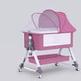 thumbnail image 6 of MINGYI 3 in 1 Baby Bassinet & Bedside Sleeper(0-24 months), Foldable Baby Crib with 6 Adjustable Heights and mosquito net, for Newborns and infants (Brownie pink), 6 of 8